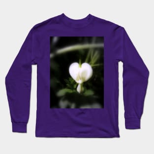 white bleeding heart, soft focal black & white Long Sleeve T-Shirt